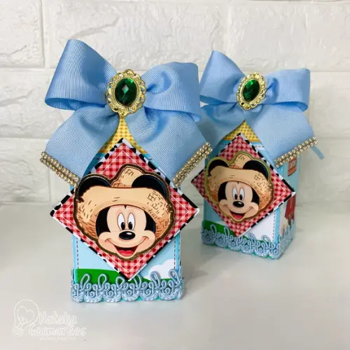 Kit Papelaria Personalizada Mickey Fazendeiro Luxo 30 Caixas