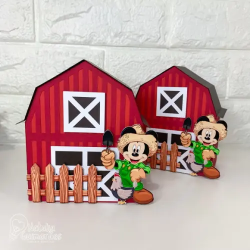 Kit Papelaria Personalizada Mickey Fazendeiro Luxo 50 Caixas