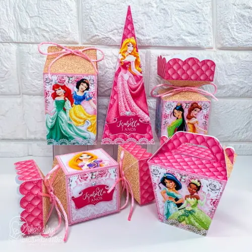 Kit Papelaria Personalizada Princesas Disney - 20 Caixas
