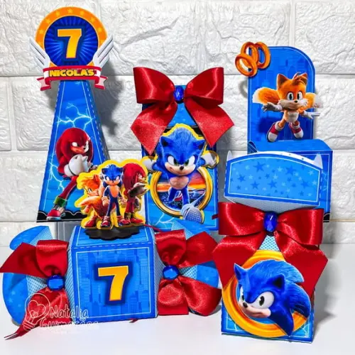 Kit Papelaria Personalizada Sonic Filme - 30 Caixas