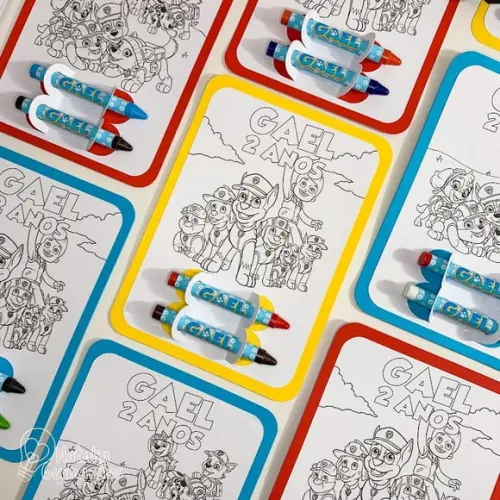 Lembrancinha Aniversário Patrulha Canina - Card de Colorir