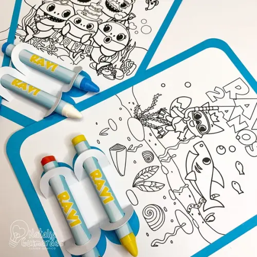 Lembrancinha de Aniversário Baby Shark - Card de Colorir