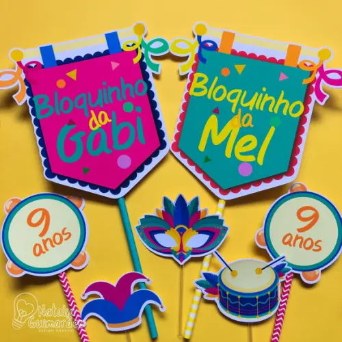 Topo de Bolo Carnaval - com 2 Nomes