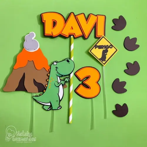 Topo de Bolo Dinossauro
