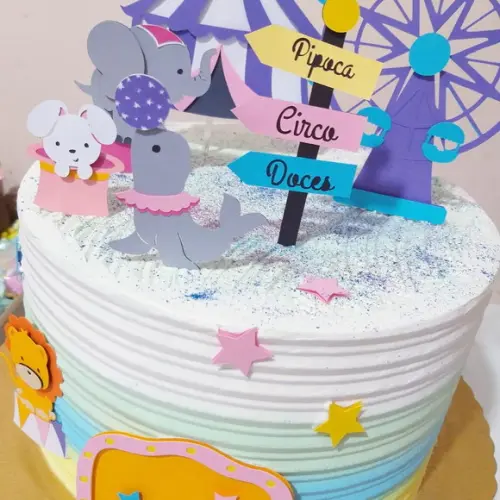 Topo de Bolo Circo Rosa