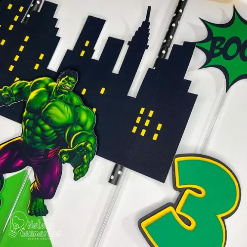 Topo de Bolo Hulk