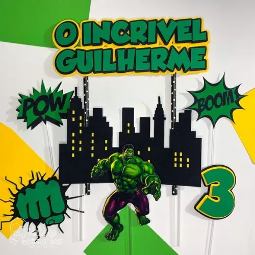 Topo de Bolo Hulk