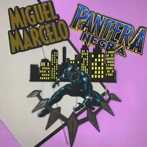 Topo de Bolo Pantera Negra