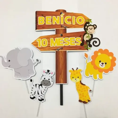Topo de Bolo Safari
