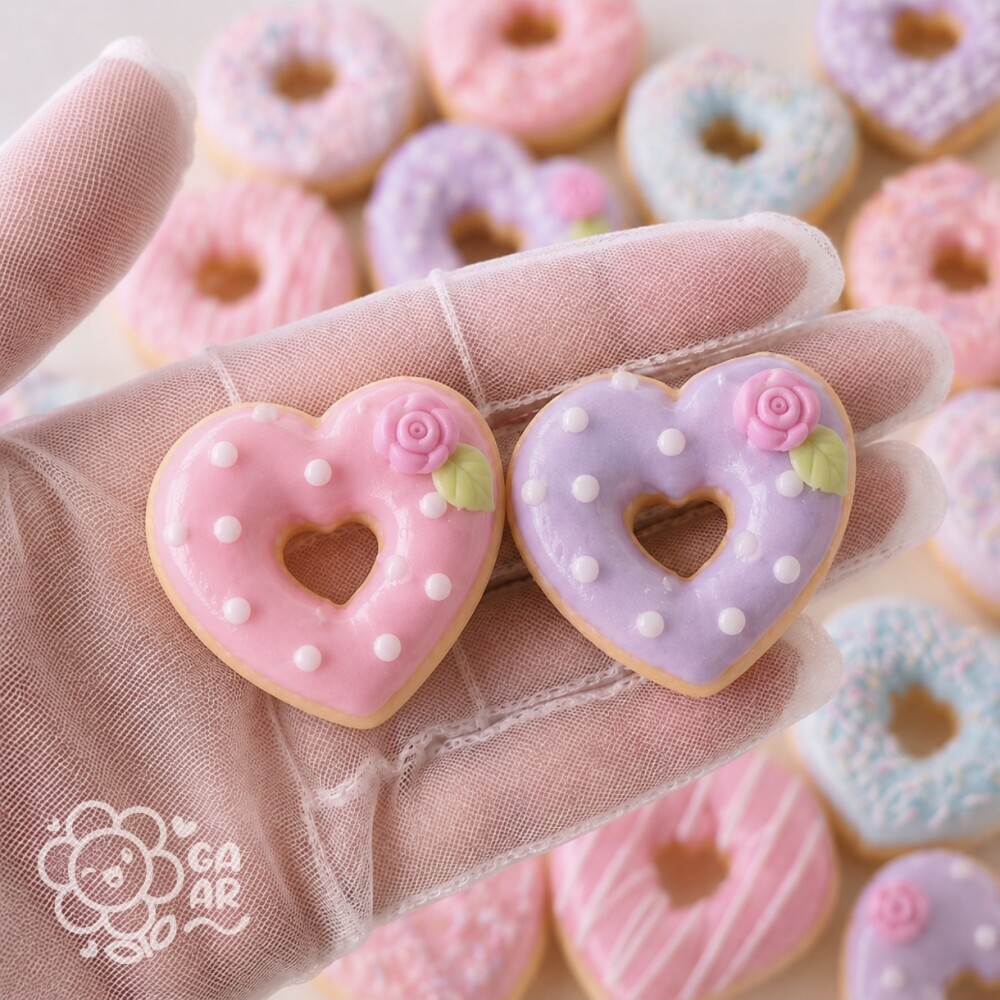 Aplique Donut Coração em Biscuit para Laços, Tiaras, Lembranci