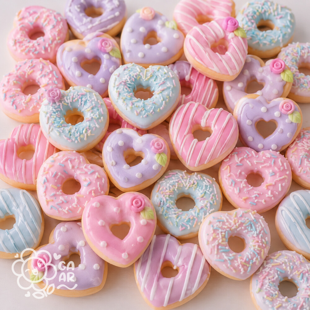 Aplique Donut Coração em Biscuit para Laços, Tiaras, Lembranci