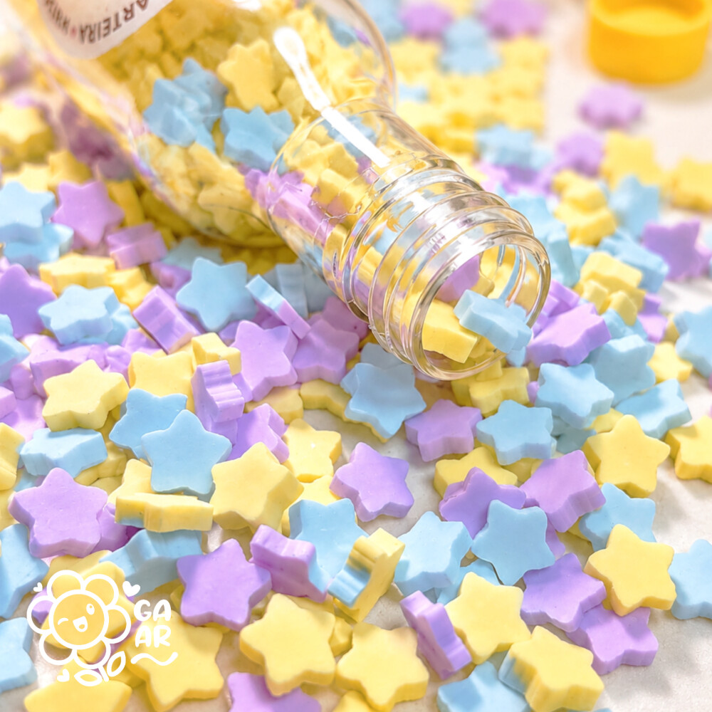 Confeito Fake Mini Estrelas Coloridas em Biscuit para Laços e Ar