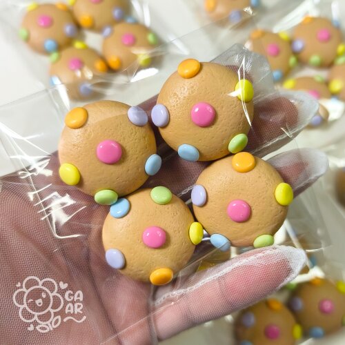 Aplique Cookie Decorado em Biscuit para Laços, Tiaras, Lembrancinhas e Personalizados Infantis 4 cm