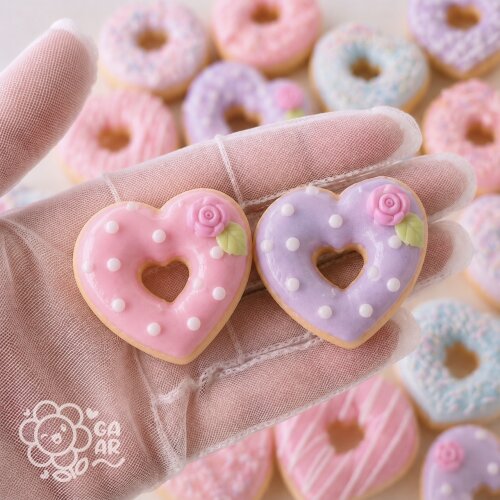 Aplique Donut Coração em Biscuit para Laços, Tiaras, Lembrancinhas e Personalizados Infantis - 4 cm
