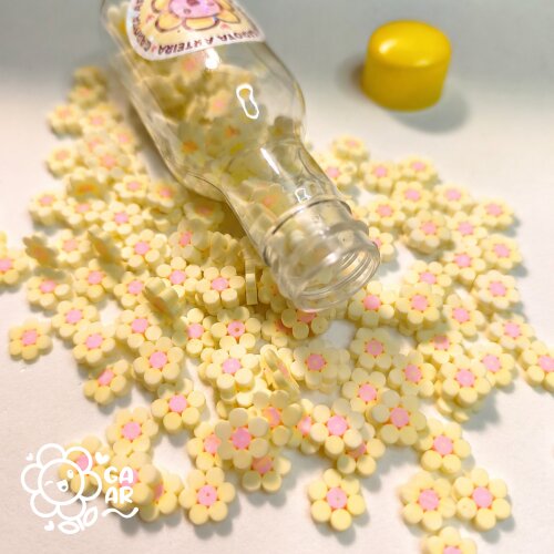 Confeito Fake Mini Florzinhas em Biscuit para Laços e Artesanato - Garrafinha 30g