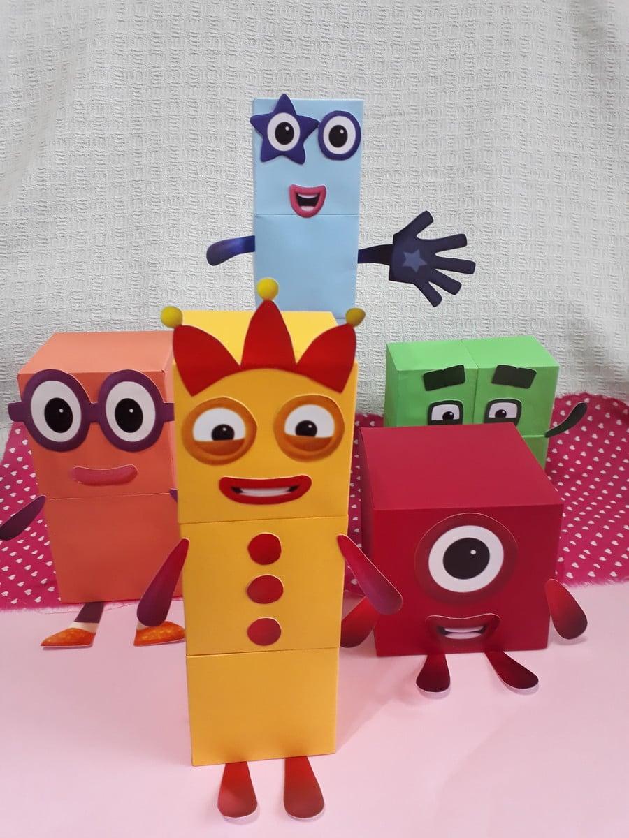 Kit personagens Numberblocks 1 ao 5 de papel