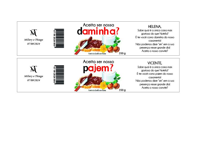 Rótulo Para Nutella 350 G