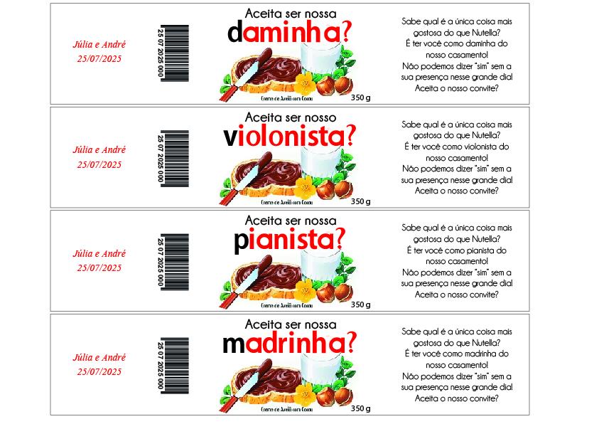 Rótulo Para Nutella 350 G