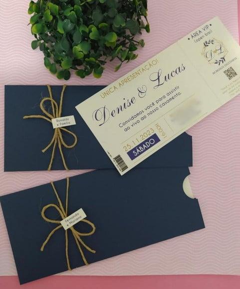 Convite de Casamento Ingresso de Papel Moeda