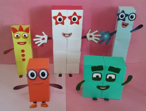 Kit personagens Numberblocks 1 ao 5 de papel