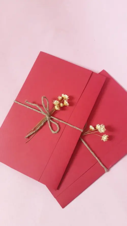 Convites de Casamento Com Envelope e Flores Secas