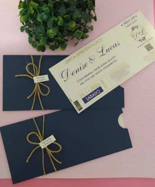 Convite de Casamento Ingresso de Papel Moeda