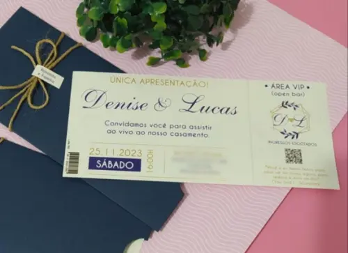 Convite de Casamento Ingresso de Papel Moeda