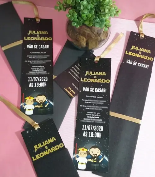 Convite de casamento marcador de páginas com envelope