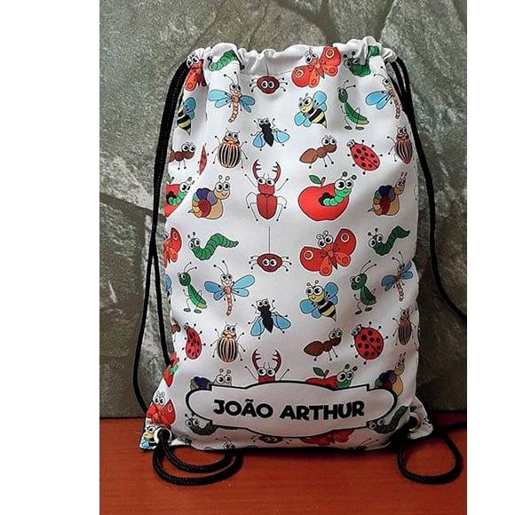 Mochila mochilinha sacochila sacolinha Insetos 25x35cm