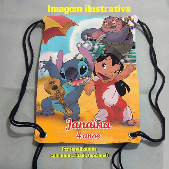 Sacochila mochilinha mochila  Lilo & Stitch 18cm x 28cm