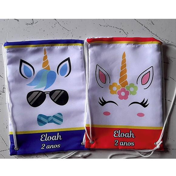 Mochilinha sacolinha mochila sacochila Unicórnio 18x28cm