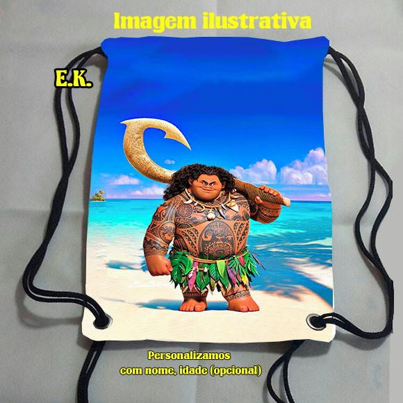 Mochilinha sacolinha sacochila Moana Maui 18x28cm