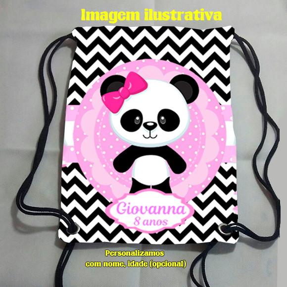 Mochilinha Sacolinha sacochila mochila Panda 18x28cm