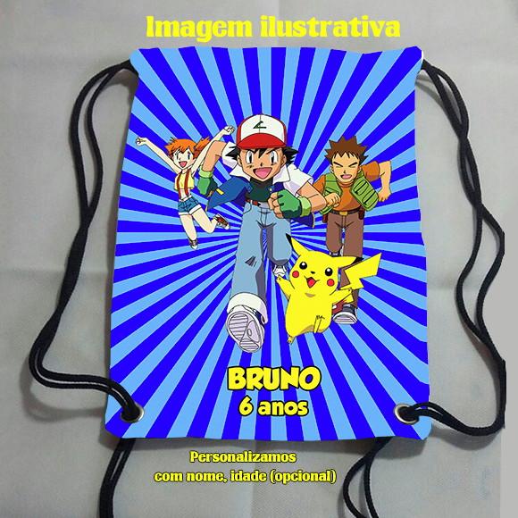 Sacochila Sacolinha Mochilinha Mochila Pokémon 18x28cm