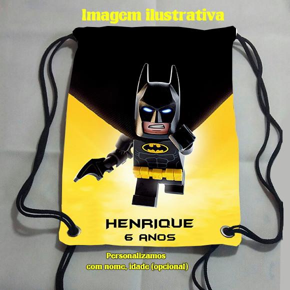 Mochilinha Sacolinha Sacochila Mochila Batman Lego 18x28cm