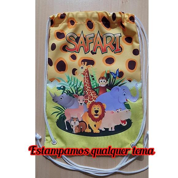 Mochilinha Sacolinha Sacochila Mochila Safari 18x28cm
