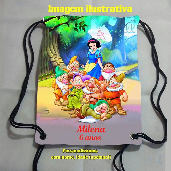 Mochilinha Sacolinha Branca de Neve e os Sete Anões 18x28cm