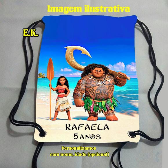 Mochilinha Mochila Sacolinha Sacochila Moana Maui 18x28cm