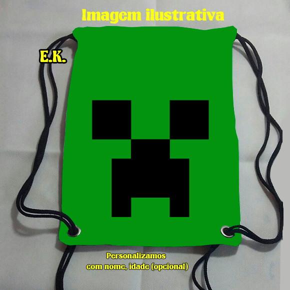 Mochilinha Mochila Sacochila Sacolinha Minecraft 18x28cm (pequeno