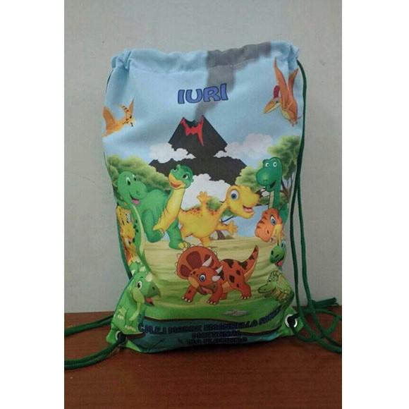 Mochilinha Sacolinha Sacochila Mochila Dinossauro 18x28cm