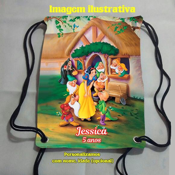 Mochilinha Mochila Sacolinha Sacochila Branca de Neve e os Sete A
