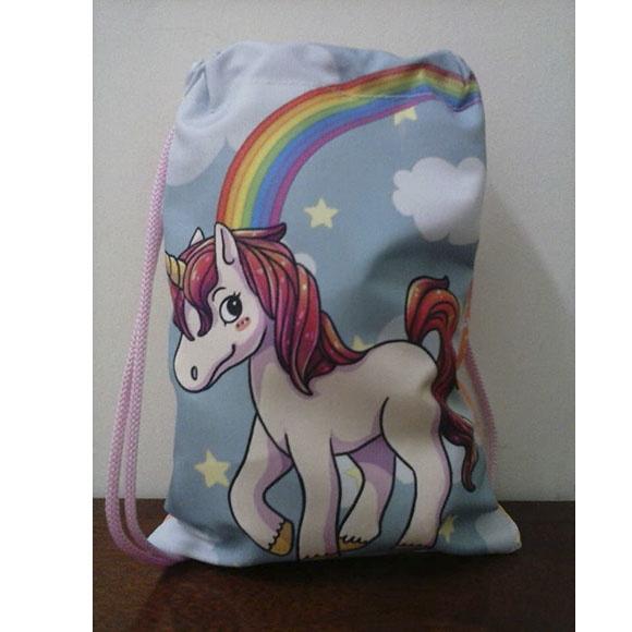 Mochila Sacochila Sacolinha Mochilinha  Unicórnio 18x28cm