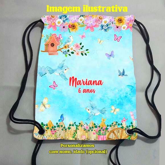 Mochila Mochilinha Sacolinha Sacochila Jardim Encantado 18x28cm