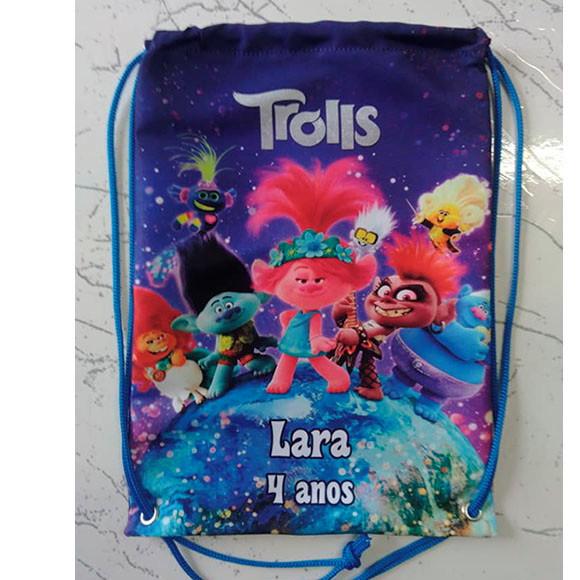 Mochilinha Sacolinha Sacochila Mochila Trolls 18x28cm