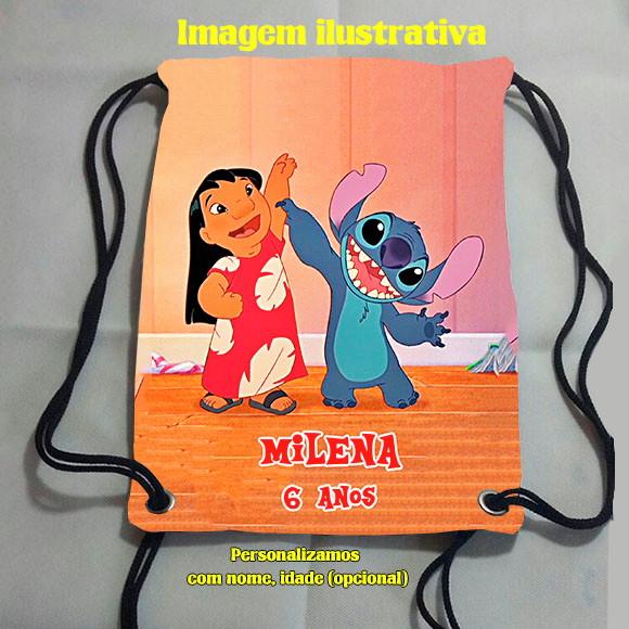 Mochila mochilinha sacochila sacolinha Lilo & Stitch 18x28cm (peq