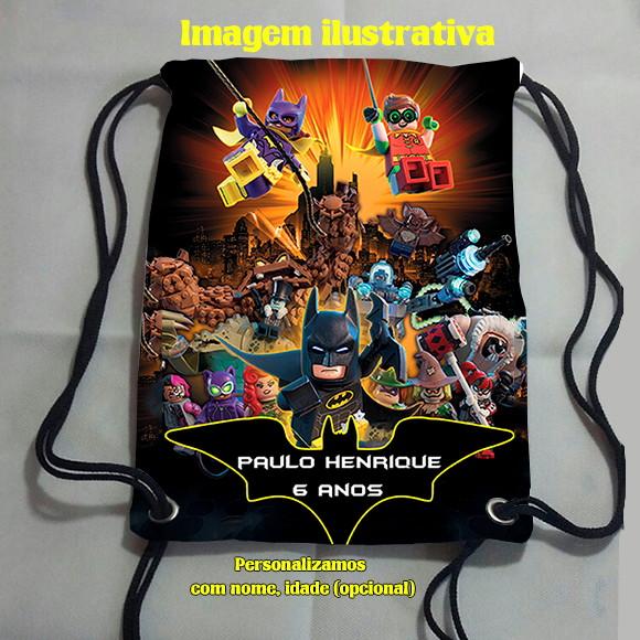 Mochilinha Sacolinha Sacochila Mochila Batman Lego 18x28cm