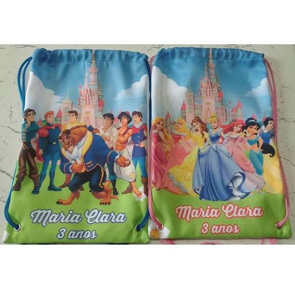 Mochilinha Sacolinha Sacochila Mochila Princesas 18x28cm