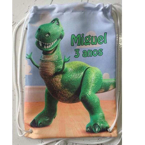 Mochilinha Mochila Sacolinha Sacochila  Dinossauro Rex 18x28cm