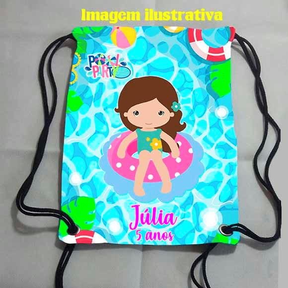 Mochilinha Mochila Sacolinha Sacochila Pool Party 18x28cm