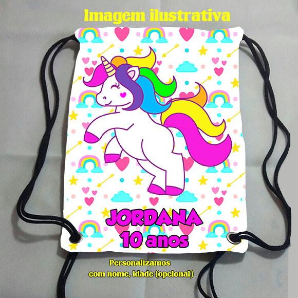 Mochilinha Mochila Sacolinha Sacochila Unicórnio 18x28cm